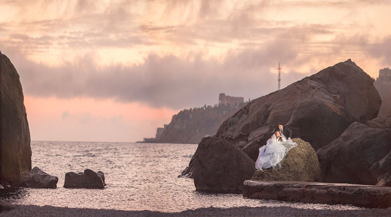 фотосессия на свадьбу у моря на Южном берегу Крыма